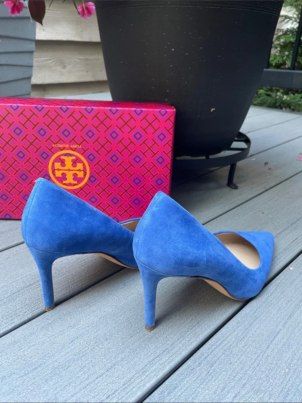 Tory Burch Royal Blue Suede Pointed-Toe Pumps